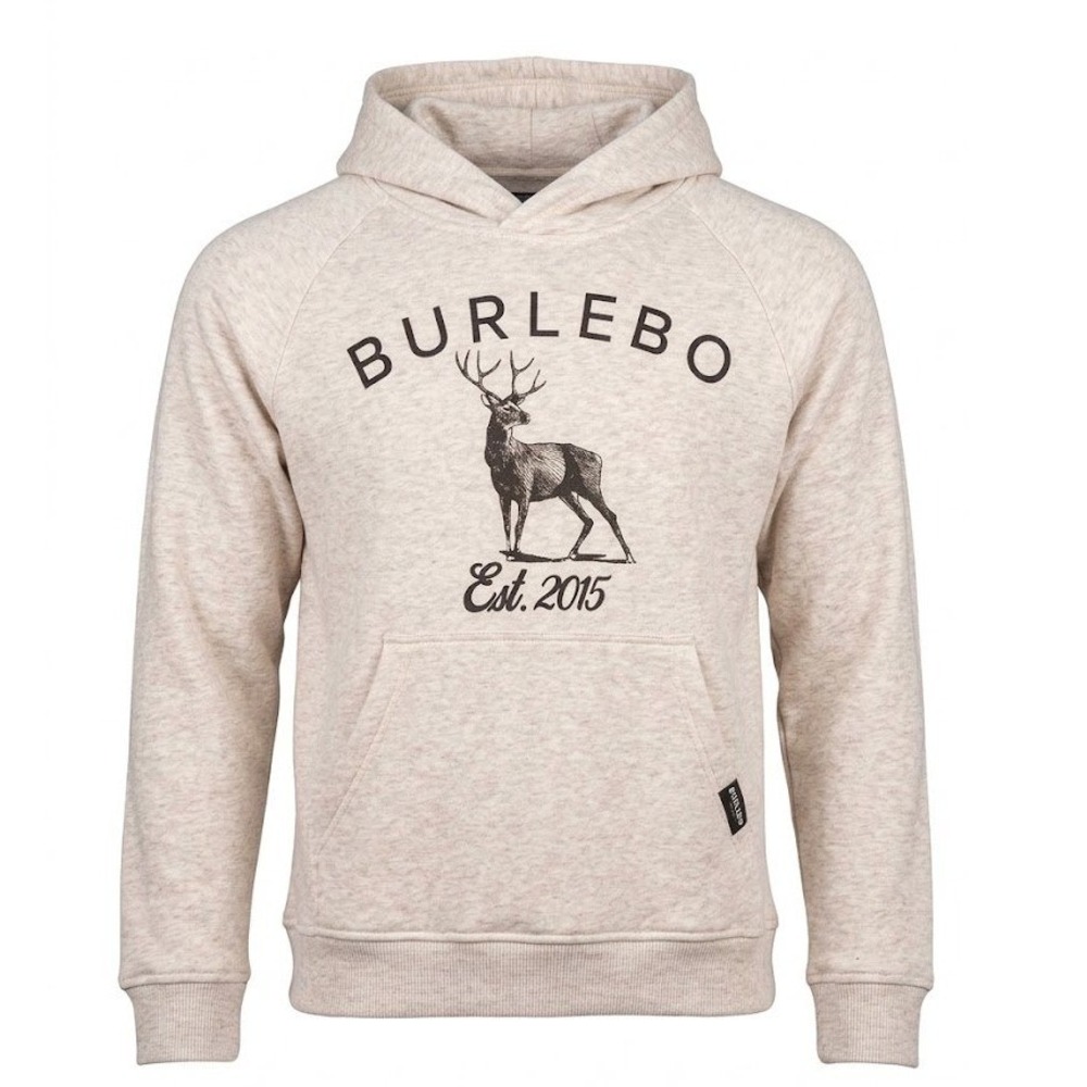 Burlebo Boys Oatmeal Heather Deer Graphic Pullover Hoodie Size L 10/12